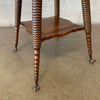 Antique Oak Wood Two Tier Parlor Clawfoot Table