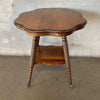 Antique Oak Wood Two Tier Parlor Clawfoot Table