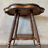 Antique Oak Wood Two Tier Parlor Clawfoot Table