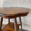 Antique Oak Wood Two Tier Parlor Clawfoot Table