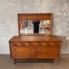 Mid Century Modern Walnut Credenza with Mirror