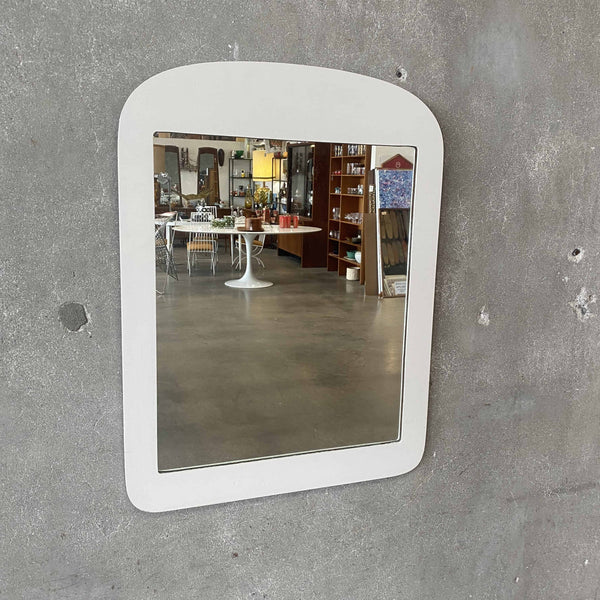 Vintage 1960s Post Modern White Wood Mirror