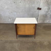 Mid Century Cabinet With White Laminate Top & Two Sliding Doors