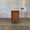 Mid Century Cabinet With White Laminate Top & Two Sliding Doors