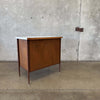 Mid Century Cabinet With White Laminate Top & Two Sliding Doors