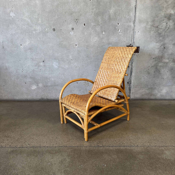 Mid Century Rattan & Bamboo Lounge Chair