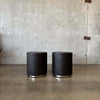 Pair of Round Ebonized Oak Side Tables