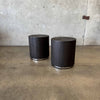 Pair of Round Ebonized Oak Side Tables