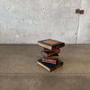 Vintage Trompe L'oeil Stacked Books Side Table