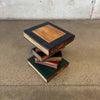 Vintage Trompe L'oeil Stacked Books Side Table