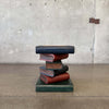 Vintage Trompe L'oeil Stacked Books Side Table