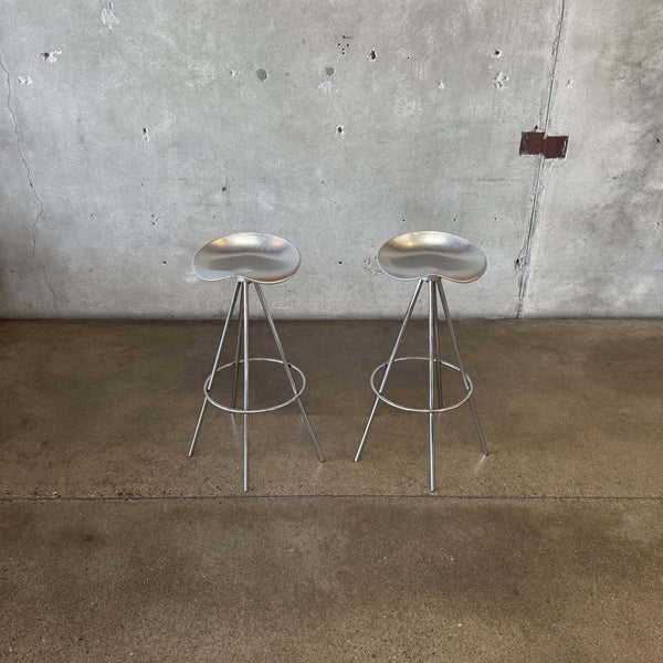 Pair of Pepe Cortes Aluminum Barstools For Knoll