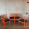 Set of 4 Fretwork Orange Chairs