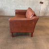 Mid Century Modern Danish Brown Leather Loveseat Couch