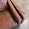 Mid Century Modern Danish Brown Leather Loveseat Couch