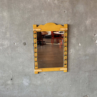 Monterey Furniture Mirror with Iron Straps and Floral Decoration