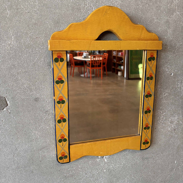 Petite Monterey Mirror with Hand painted Floral Details