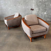 R. Huber Mid Century Modern Teak Barrel Lounge Chairs