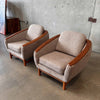 R. Huber Mid Century Modern Teak Barrel Lounge Chairs