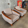 R. Huber Mid Century Modern Teak Barrel Lounge Chairs