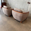 R. Huber Mid Century Modern Teak Barrel Lounge Chairs