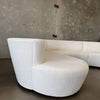 Vintage Serpentine Cream Boucle Sofa, Reupholstered, In Style of Vladimir Kagan