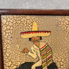 Crackle Painting of Man with Sarape by A. Ruelle, 1930s