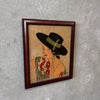 Crackle Portrait Painting of Spanish Woman by A. Ruelle, 1930s