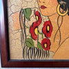 Crackle Portrait Painting of Spanish Woman by A. Ruelle, 1930s