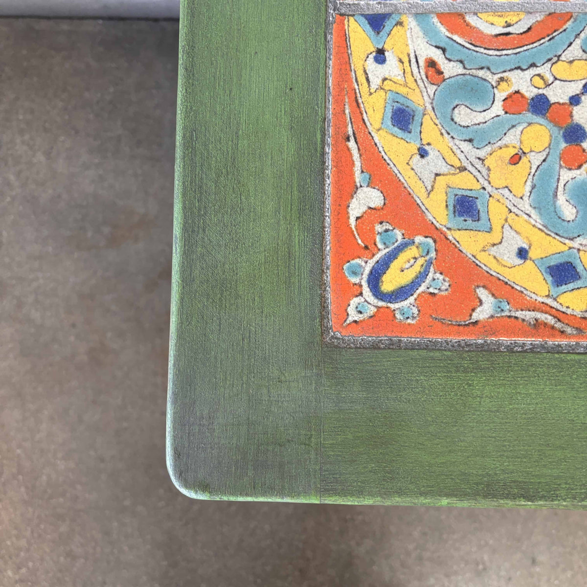Monterey Furniture Tile Top Table in Old Spanish Green Finish