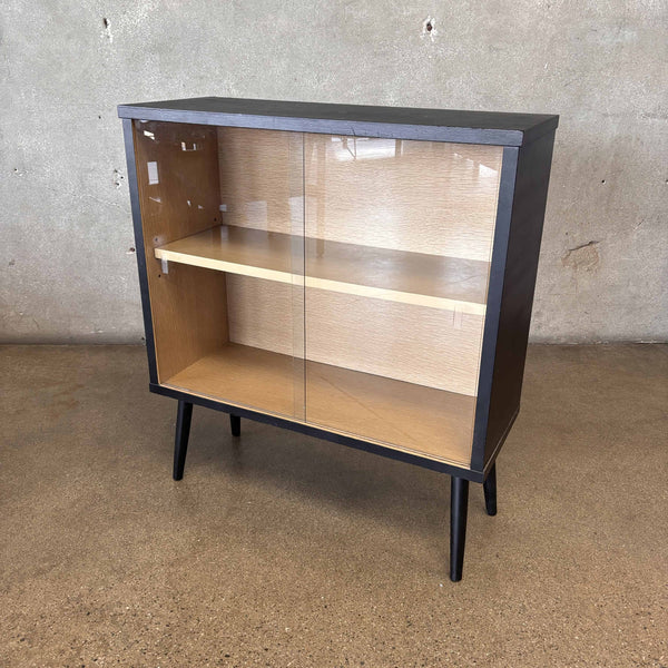 Mid Century Modern Cabinet with Glass Sliding Doors