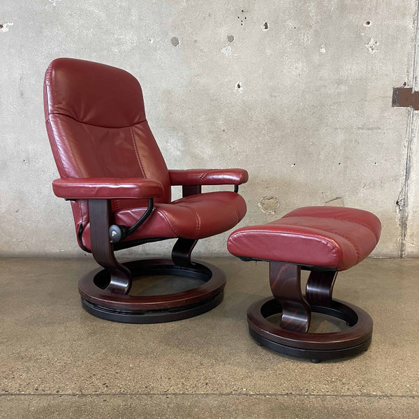 Modern Leather Recliner With Footstool By Ekornes Stressless