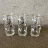 Set of Three Mid Century Libbey Partridge Pear Tree Gold Embosses Glasses