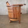 1920s Solid Oak Bench Curved Back