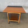 Danish Modern Teak Bar Cart With Convertible Folding Table Top