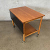 Danish Modern Teak Bar Cart With Convertible Folding Table Top