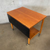 Danish Modern Teak Bar Cart With Convertible Folding Table Top