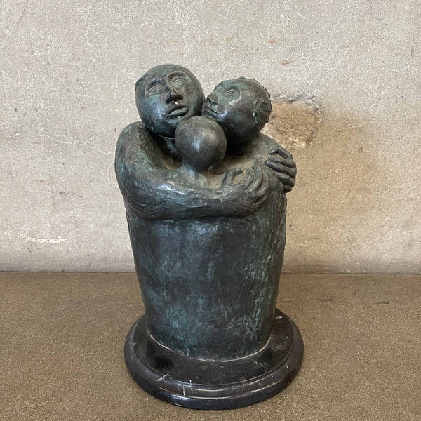 1960's Brutalist Bronze Sculpture on Marble Base (Signed)