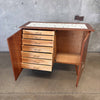 Vintage Mid Century Modern Sideboard Cabinet With Tile Top