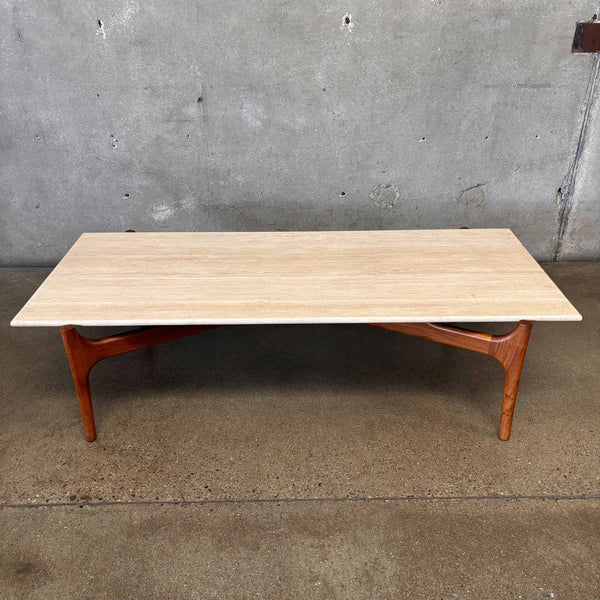 Mitchell and Gold Teak and Travertine Coffee Table