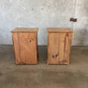 Pair of Vintage Solid Pine Rustic 3 Drawer Tall Nightstands