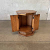 Vintage Burl Octagon Cabinet Side Table