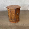 Vintage Burl Octagon Cabinet Side Table