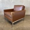 Vintage Nicos Zographos Style Leather Club Chair With Polished Aluminum Base