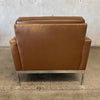 Vintage Nicos Zographos Style Leather Club Chair With Polished Aluminum Base