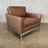 Vintage Nicos Zographos Style Leather Club Chair With Polished Aluminum Base