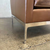 Vintage Nicos Zographos Style Leather Club Chair With Polished Aluminum Base