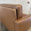 Vintage Nicos Zographos Style Leather Club Chair With Polished Aluminum Base