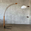 '70's Oak & Brass Gold Tone Arc Lamp by, Peter Morelli