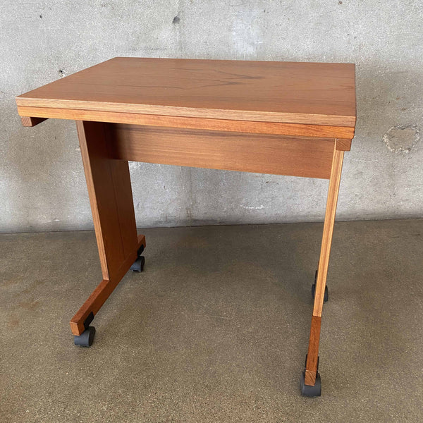 Mid Century Teak Extendable Table on Wheels